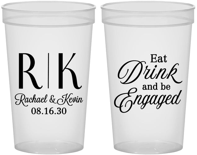 Custom Engagement 22 oz Translucent Cups - Eat Drink Be Engaged | 10000