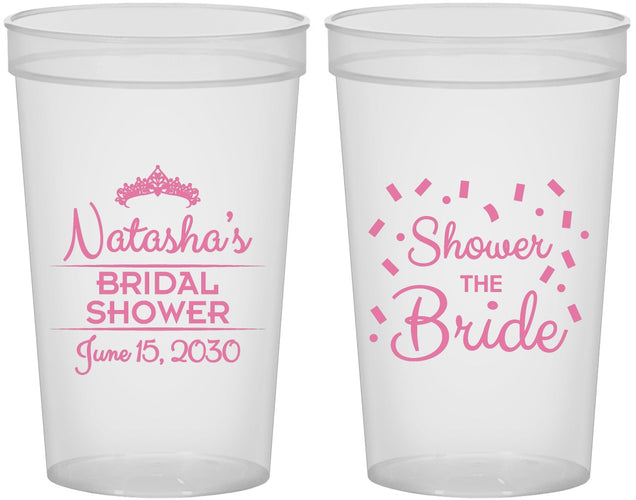 Custom Bridal Shower 22 oz Translucent Cups - Shower The Bride | 100001