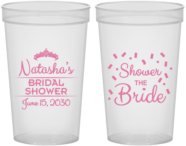 Custom Bridal Shower 22 oz Translucent Cups - Shower The Bride | 100001