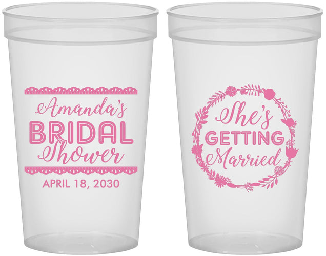 Custom Bridal Shower 22 oz Translucent Cups - She's Getting Married | 100003