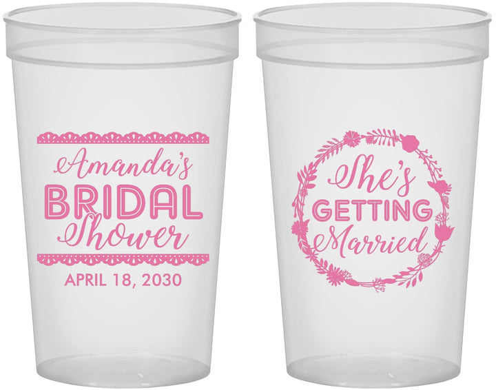 Custom Bridal Shower 22 oz Translucent Cups - She's Getting Married | 100003