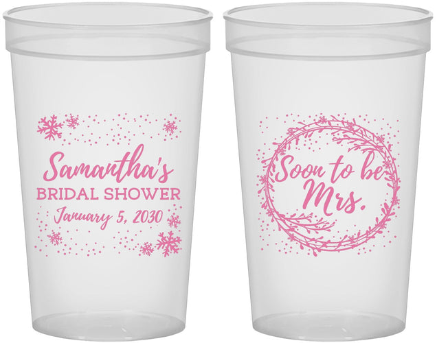 Custom Bridal Shower 22 oz Translucent Cups - Soon To Be Mrs | 100004