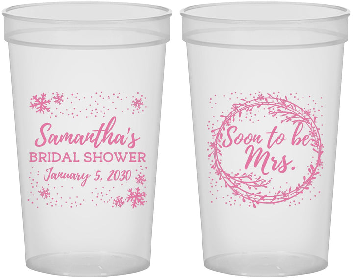 Custom Bridal Shower 22 oz Translucent Cups - Soon To Be Mrs | 100004