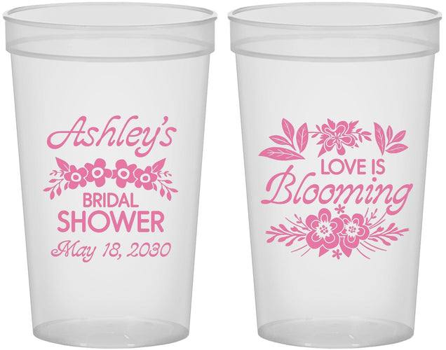 Custom Bridal Shower 22 oz Translucent Cups - Love Is Blooming | 100007