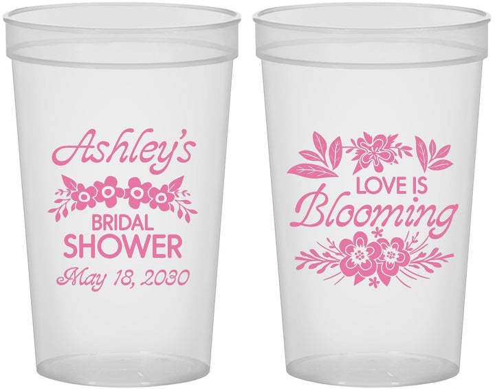 Custom Bridal Shower 22 oz Translucent Cups - Love Is Blooming | 100007