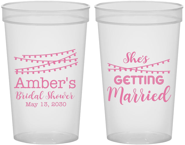 Custom Bridal Shower 22 oz Translucent Cups - She's Getting Married | 100008