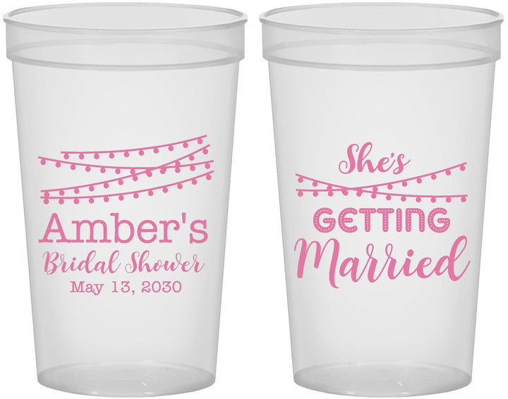 Custom Bridal Shower 22 oz Translucent Cups - She's Getting Married | 100008