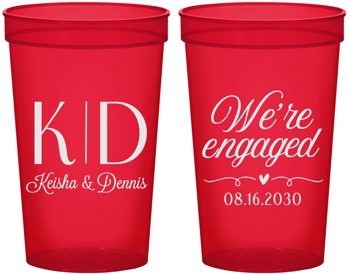 Custom Engagement 22 oz Translucent Cups - We Are Engaged | 10001