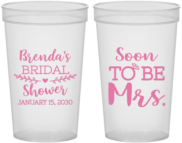 Custom Bridal Shower 22 oz Translucent Cups - Soon To Be Mrs | 100013