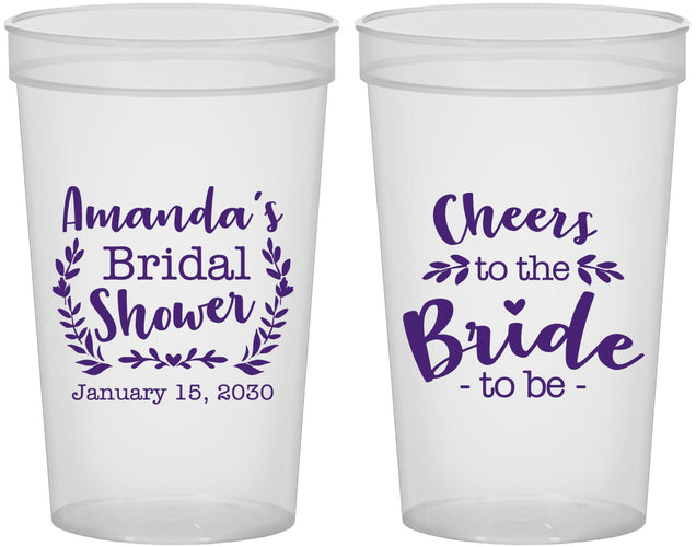 Custom Bridal Shower 22 oz Translucent Cups - Cheers To The Bride | 100014