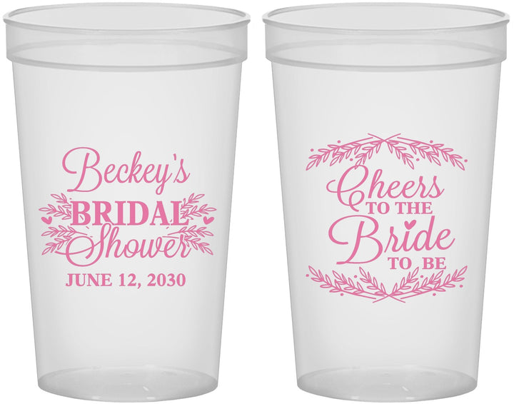 Custom Bridal Shower 22 oz Translucent Cups - Cheers To The Bride | 100019