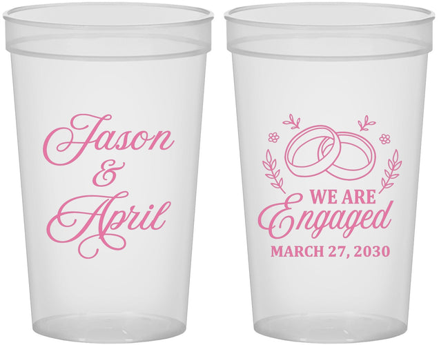 Custom Engagement 22 oz Translucent Cups - We Are Engaged | 10003