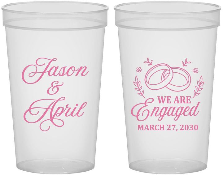 Custom Engagement 22 oz Translucent Cups - We Are Engaged | 10003