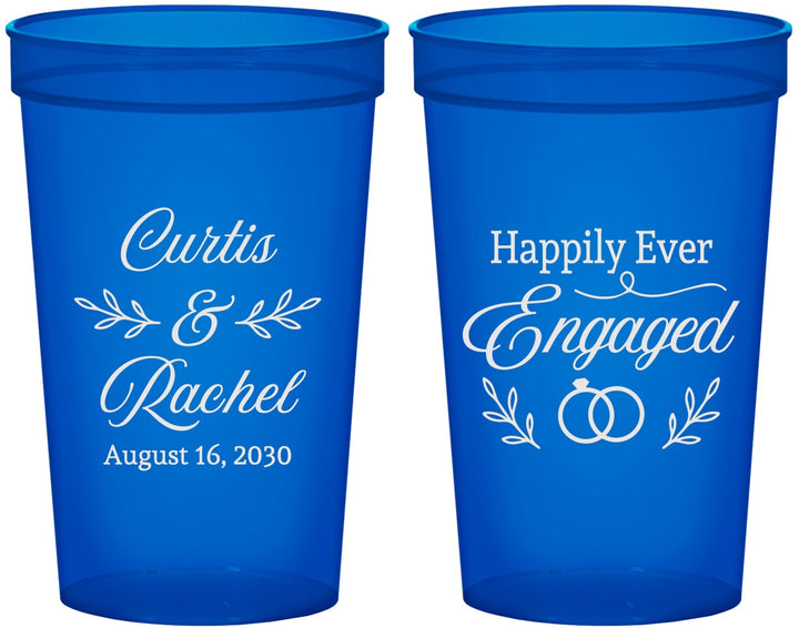 Custom Engagement 22 oz Translucent Cups - Happily Ever Engaged | 10004