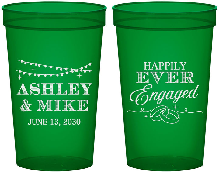 Custom Engagement 22 oz Translucent Cups - Happily Ever Engaged | 10006