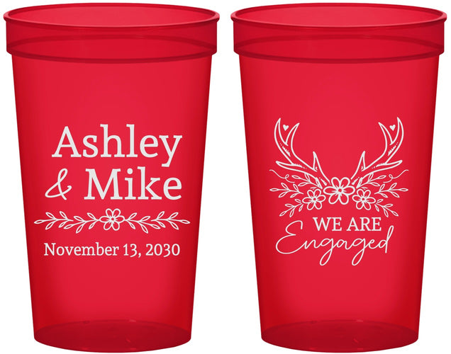 Custom Engagement 22 oz Translucent Cups - We Are Engaged | 10009
