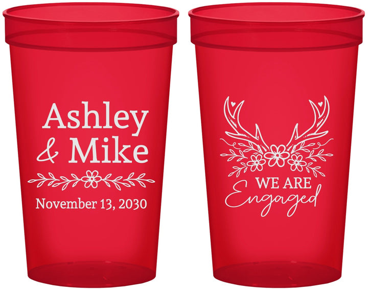 Custom Engagement 22 oz Translucent Cups - We Are Engaged | 10009