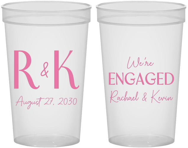 Custom Engagement 22 oz Translucent Cups - We Are Engaged | 10011
