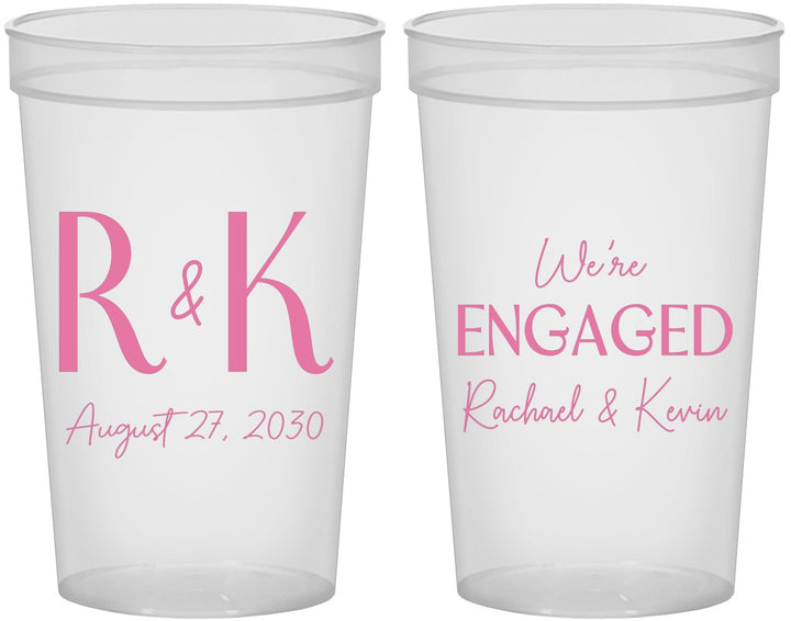 Custom Engagement 22 oz Translucent Cups - We Are Engaged | 10011