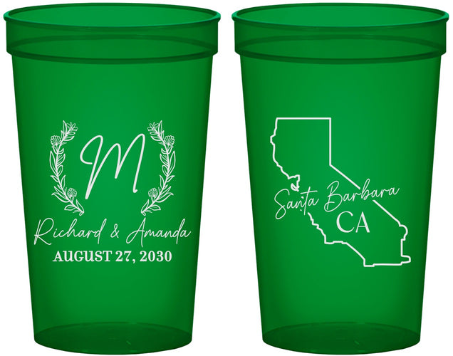 Custom Wedding 22 oz Translucent Cups - California | 104