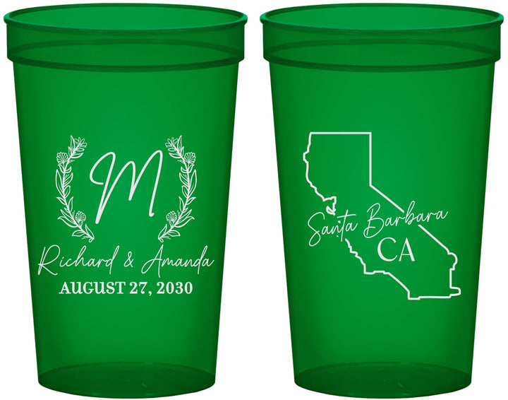 Custom Wedding 22 oz Translucent Cups - California | 104