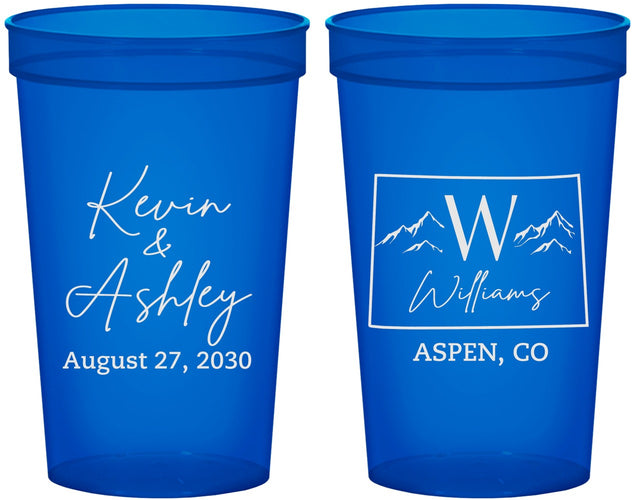 Custom Wedding 22 oz Translucent Cups - Colorado | 105
