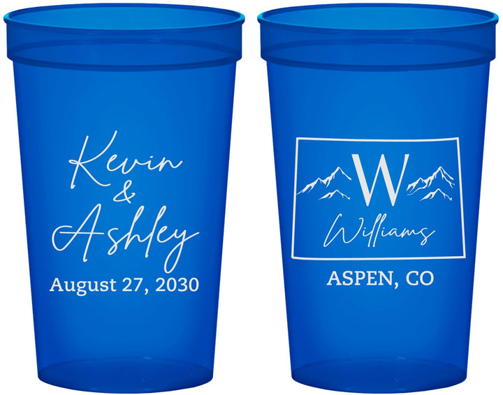 Custom Wedding 22 oz Translucent Cups - Colorado | 105