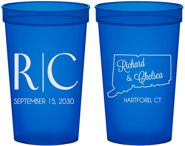 Custom Wedding 22 oz Translucent Cups - Connecticut | 106