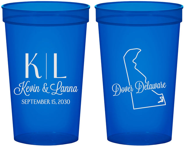Custom Wedding 22 oz Translucent Cups - Delaware | 107