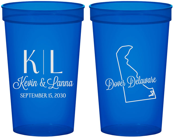 Custom Wedding 22 oz Translucent Cups - Delaware | 107