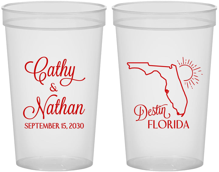 Custom Wedding 22 oz Translucent Cups - Florida | 108