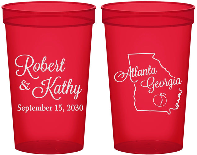 Custom Wedding 22 oz Translucent Cups - Georgia | 109