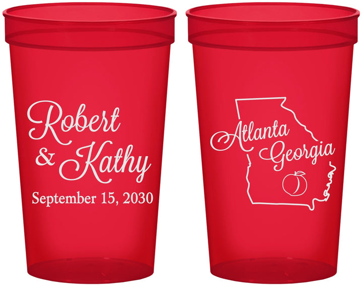 Custom Wedding 22 oz Translucent Cups - Georgia | 109