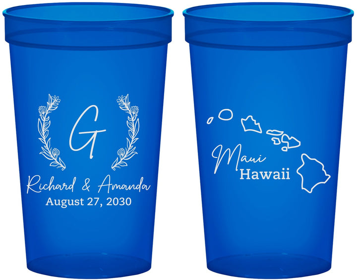Custom Wedding 22 oz Translucent Cups - Hawaii | 110
