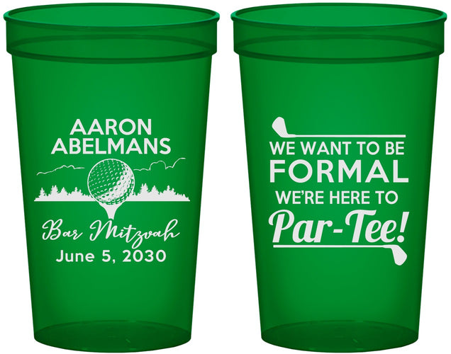 Custom Bar Mitzvah 22 oz Translucent Cups - 13th Birthday Golf | 110010