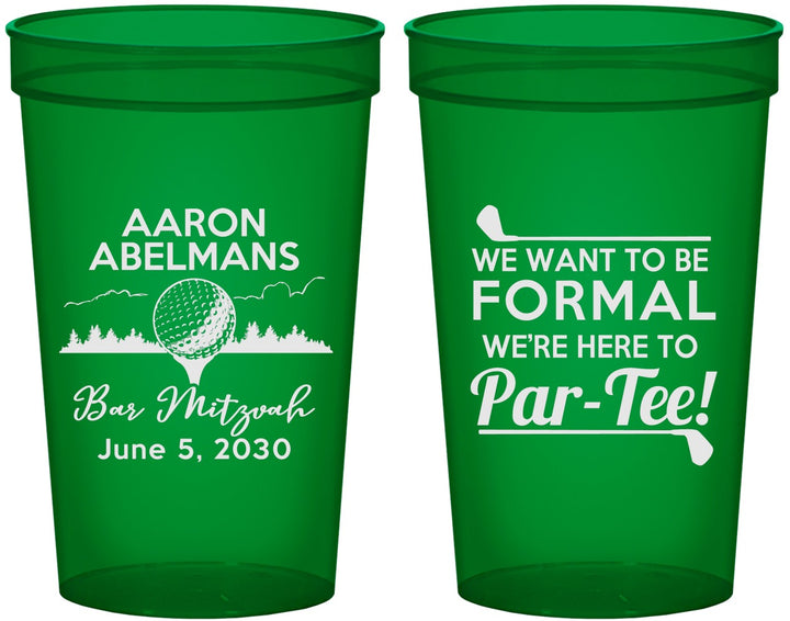 Custom Bar Mitzvah 22 oz Translucent Cups - 13th Birthday Golf | 110010