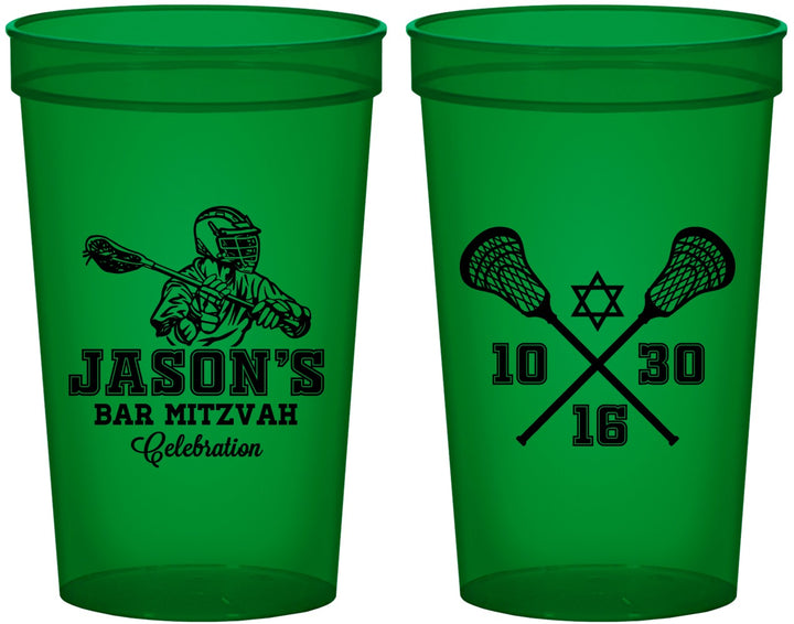 Custom Bar Mitzvah 22 oz Translucent Cups - 13th Birthday Lacrosse | 110012