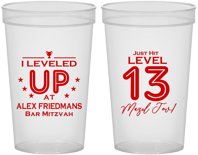 Custom Bar Mitzvah 22 oz Translucent Cups - 13th Birthday Video Game | 110014