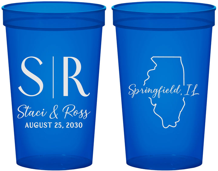 Custom Wedding 22 oz Translucent Cups - Illinois | 112