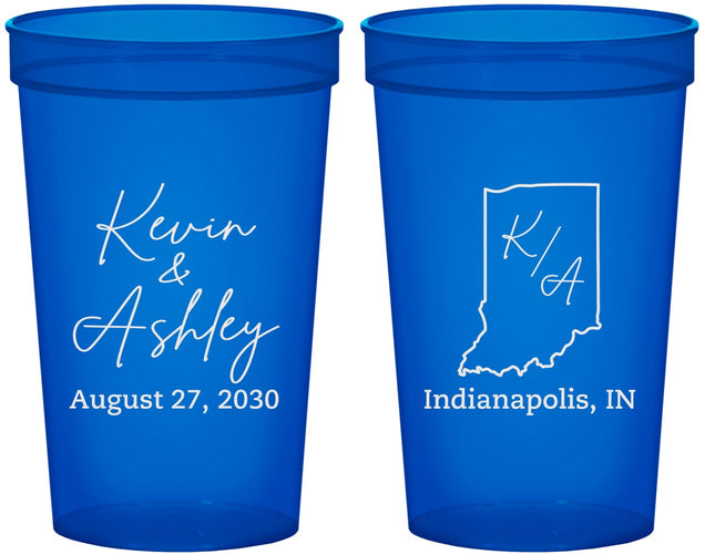 Custom Wedding 22 oz Translucent Cups - Indiana | 113