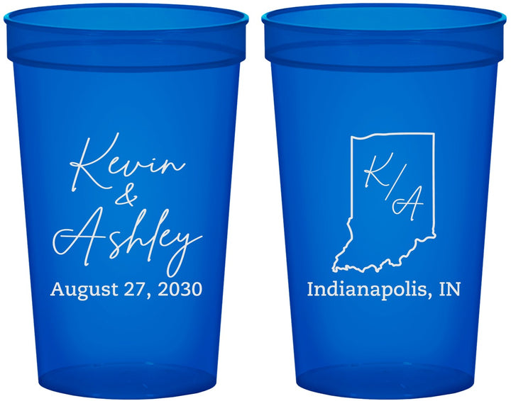 Custom Wedding 22 oz Translucent Cups - Indiana | 113