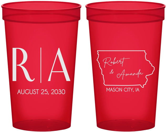 Custom Wedding 22 oz Translucent Cups - Iowa | 114