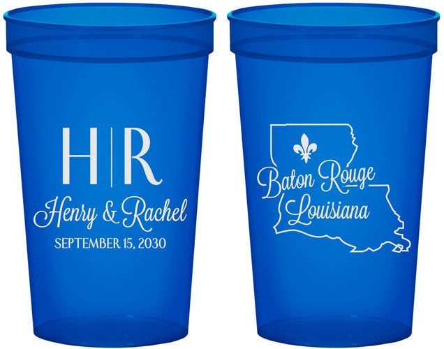 Custom Wedding 22 oz Translucent Cups - Louisiana | 117