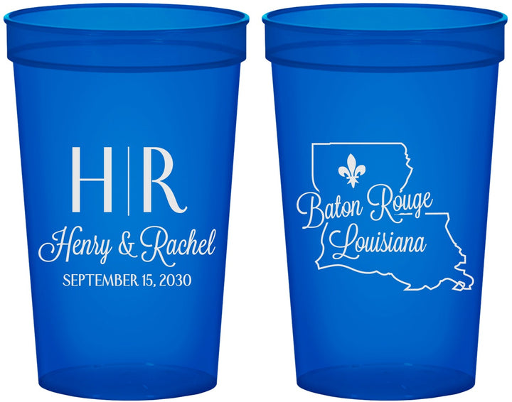 Custom Wedding 22 oz Translucent Cups - Louisiana | 117