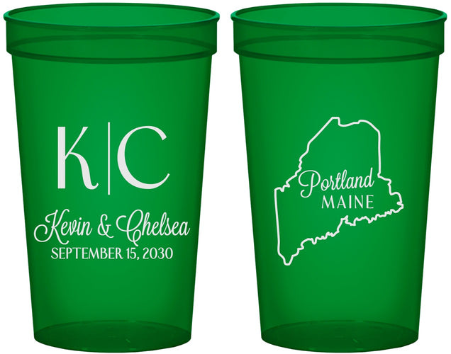 Custom Wedding 22 oz Translucent Cups - Maine | 118