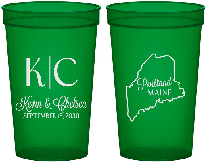 Custom Wedding 22 oz Translucent Cups - Maine | 118