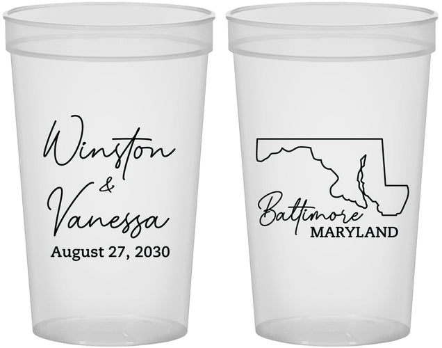 Custom Wedding 22 oz Translucent Cups - Maryland | 119