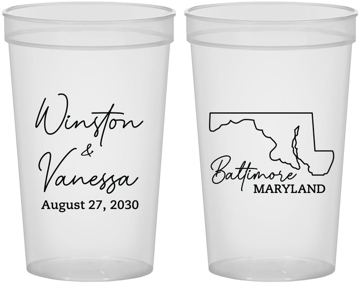 Custom Wedding 22 oz Translucent Cups - Maryland | 119