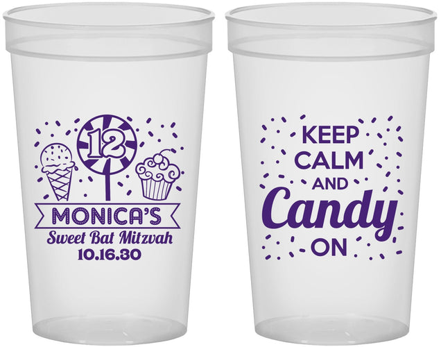 Custom Bat Mitzvah 22 oz Translucent Cups - 12th Birthday Cupcake | 120001