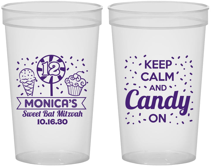 Custom Bat Mitzvah 22 oz Translucent Cups - 12th Birthday Cupcake | 120001